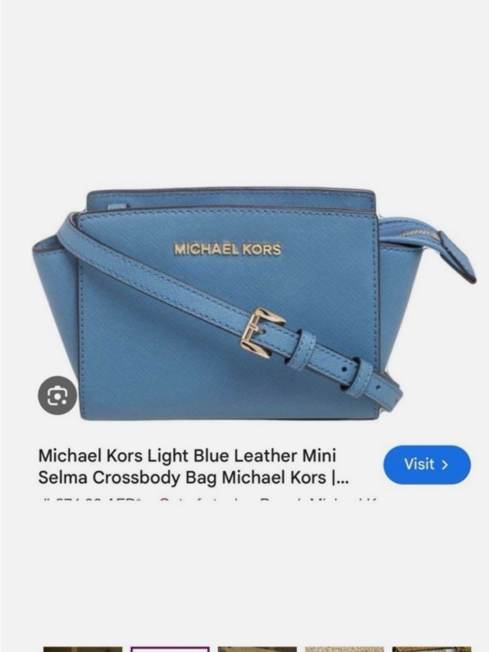 MICHAEL KORS Light Blue Leather Mini Selma Crossbody